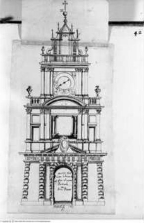 Taccuino, Portal mit Uhrenturm, Aufriss