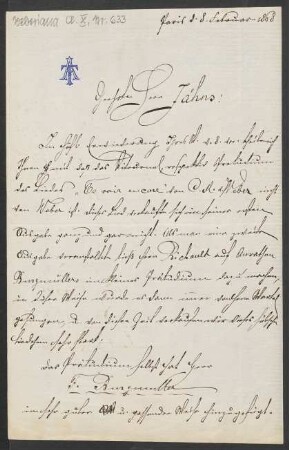 Brief an Friedrich Wilhelm Jähns : 08.02.1868