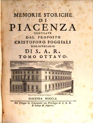 Memorie Storiche Di Piacenza. 8