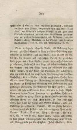 312-324 "Theologie der Natur" von Wilhelm Paley