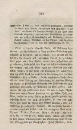 312-324 "Theologie der Natur" von Wilhelm Paley