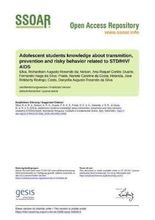 Adolescent students knowledge about transmition, prevention and risky behavior related to STD/HIV/AIDS