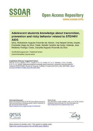 Adolescent students knowledge about transmition, prevention and risky behavior related to STD/HIV/AIDS