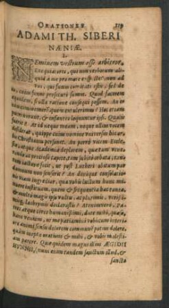 Orationes Adami Th. Siberi Naeniae.
