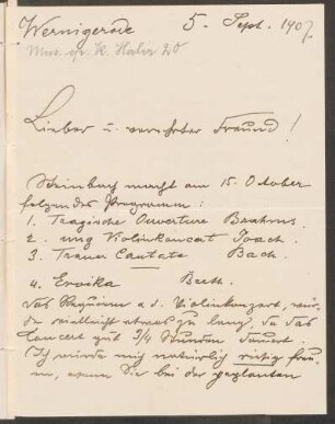 Brief an Edward Speyer : 05.09.1907