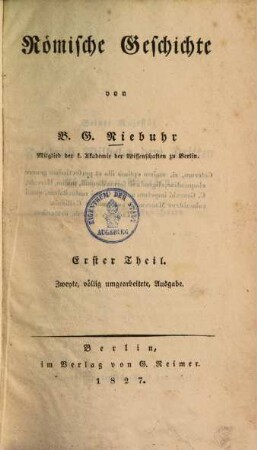 Römische Geschichte, Erster Theil