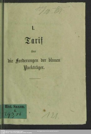 Tarif über die Forderungen der blauen Packträger