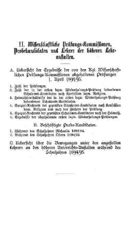 Wissenschaftliche Prüfungs-Kommissionen, Probekandidaten und Lehrer der höheren Lehranstalten