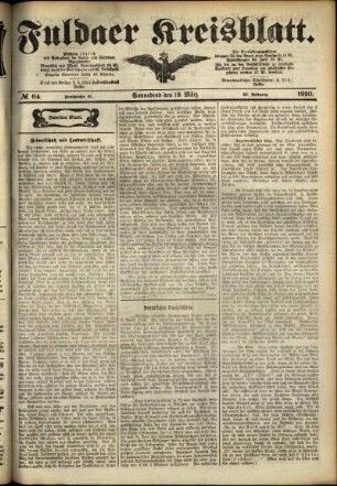 Zweite Ausgabe vom Samstag, den 19. März 1910.