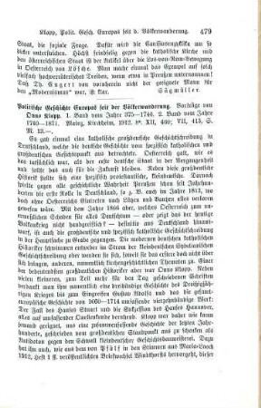 479-480 [Rezension] Klopp, Onno, Vom Jahre 1740 bis 1871