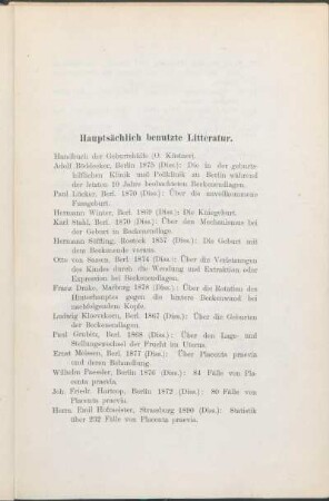 Hauptsächlich benutzte Litteratur.