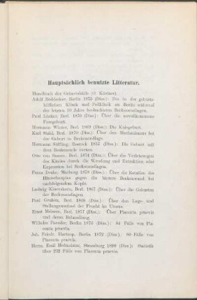 Hauptsächlich benutzte Litteratur.