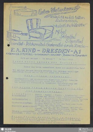 Eaka Wohnkunst, E.A. Kind, Dresden-A. : Mitteilung