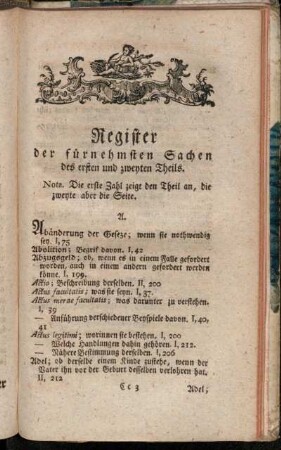 Register der fürnehmsten Sachen des ersten und zweyten Theils.