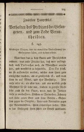 Zwölftes Hauptstück. Verhalten des Predigers bei Gefangenen, und zum Tode Verurtheilten.