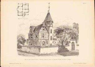 Villa Werner v. Siemens, Stuttgart-Degerloch: Perspektivische Ansicht, Grundriss (aus: Architekt. Rundschau, hrsg.v. Eisenlohr & Weigle, 1894)
