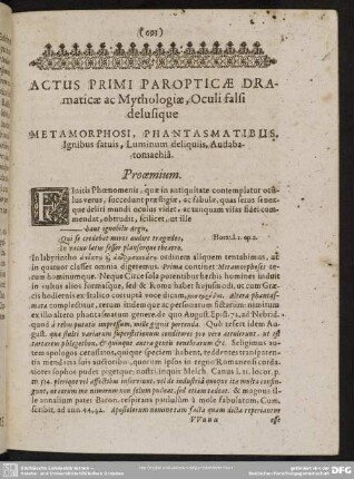 Actus Primi Paropticae ac Mythologiae, Oculi falsi delusique