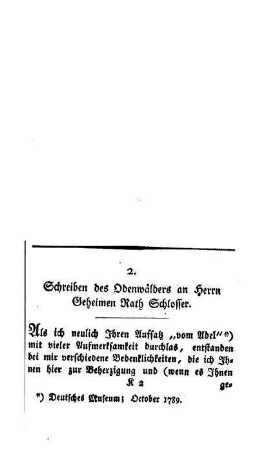 Schreiben des Odenwälders an Herrn Geheimen Rath Schlosser