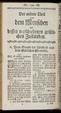 A. Vom Stande der Unschuld und dem Göttlichen Ebenbilde.