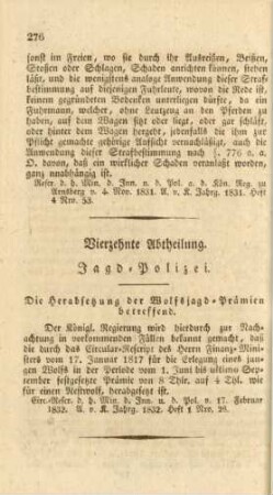 Vierzehnte Abtheilung. Jagd-Polizei.