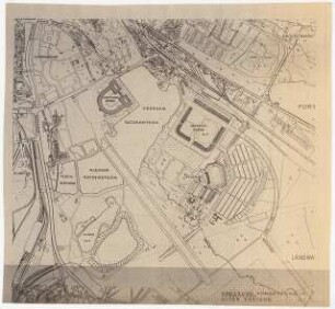 Fußballstadion in der Kongresshalle, Nürnberg: Umgebung Kongresshalle, alter Zustand 1:5000, genordet