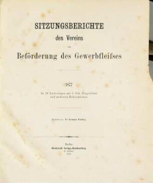 Sitzungsberichte des Vereins zur Beförderung des Gewerbefleißes. 1877