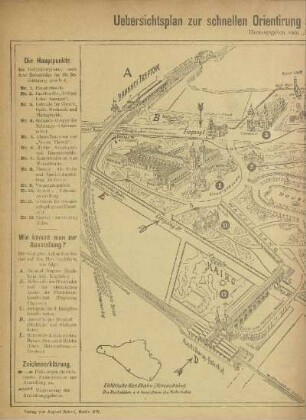 Karte: Uebersichtsplan zur schnellen Orientirung auf der Berliner Gewerbe-Ausstellung 1896
