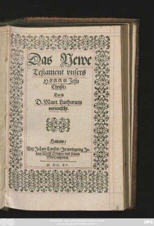 Das Newe Testament unsers Herrn Jesu Christi