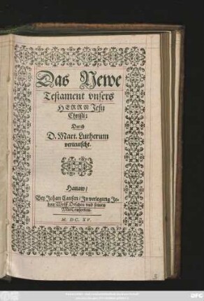Das Newe Testament unsers Herrn Jesu Christi