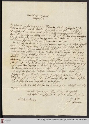 Korrespondenz Isaak Dorner / Carl Ullmann: Brief von Isaak August Dorner an Carl Ullmann
