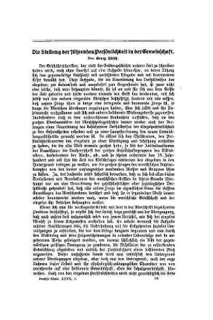 Die Stellung der führenden Perönlichkeiten in der Gemeinschaft