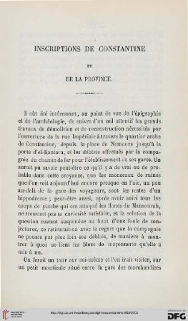 Sér. 2: Inscriptions de Constantine et de la province