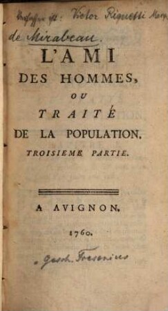 L' ami des hommes : ou traité de la population. 3 (1760)