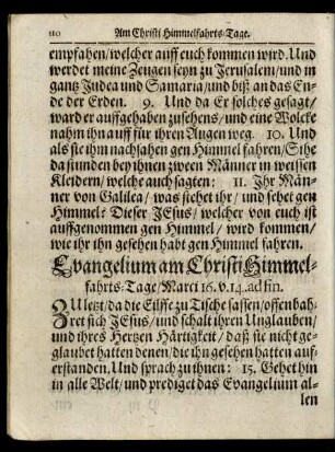 Evangelium am Christi Himmelfahrts-Tage/ ...