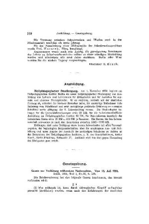 Gesetz zur Verhütung erbkranken Nachwuchses : vom 14. Juli 1933 ; [Gesetzgebung]