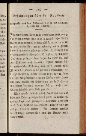 Erfahrungen über den Rapsbau