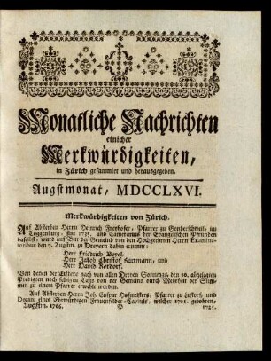 Augustmonat, MDCCLXVI