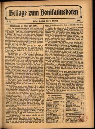 Zweite Ausgabe vom Sonntag, den 09. Oktober 1904.