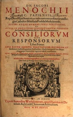 Consiliorum sive Responsorum libri tredecim : cum Indice generali, 1