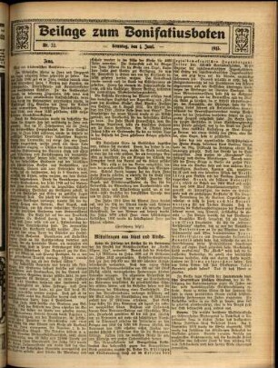 Zweite Ausgabe vom Sonntag, den 01. Juni 1913.