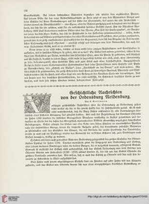 17: Geschichtliche Nachrichten von der Ordensburg Neidenburg