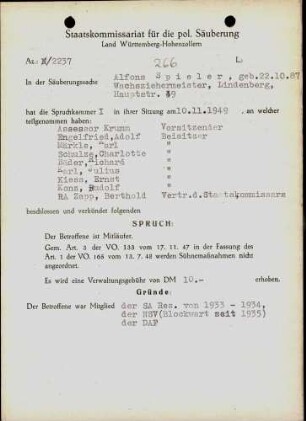 Spieler, Alfons