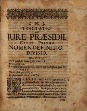 Tractatio De Jure Praesidii, vulgò Besatzungs-Recht
