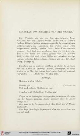 Inventar von Abraham van der Cappen
