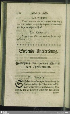 Siebende Unterredung. Fortsetzung der vorigen Materie vom Christenthum