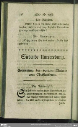 Siebende Unterredung. Fortsetzung der vorigen Materie vom Christenthum