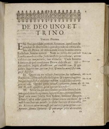 [Disputatio I.] De Deo Uno Et Trino.
