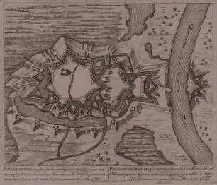 Festungsplan von Philippsburg, 1:8 000, Kupferstich, um 1710