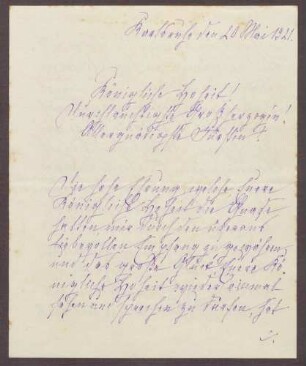 Schreiben von Anna Haas an die Großherzogin Luise; Erinnerung an eine gemeisame Begegung