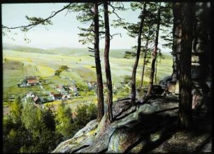 Langenhennersdorf Napoleonstein : Blick vom Napoleonstein auf Langenhennersdorf
